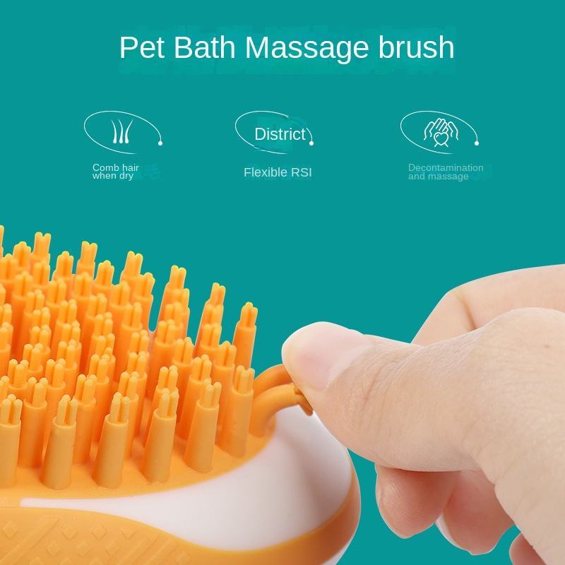 Soft Silicone Dog Cat Bath Brush 2-in-1 Pet SPA Massage Comb