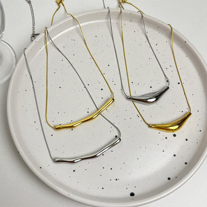 Women's High-grade Irregular Pleated Titanium Steel Necklace